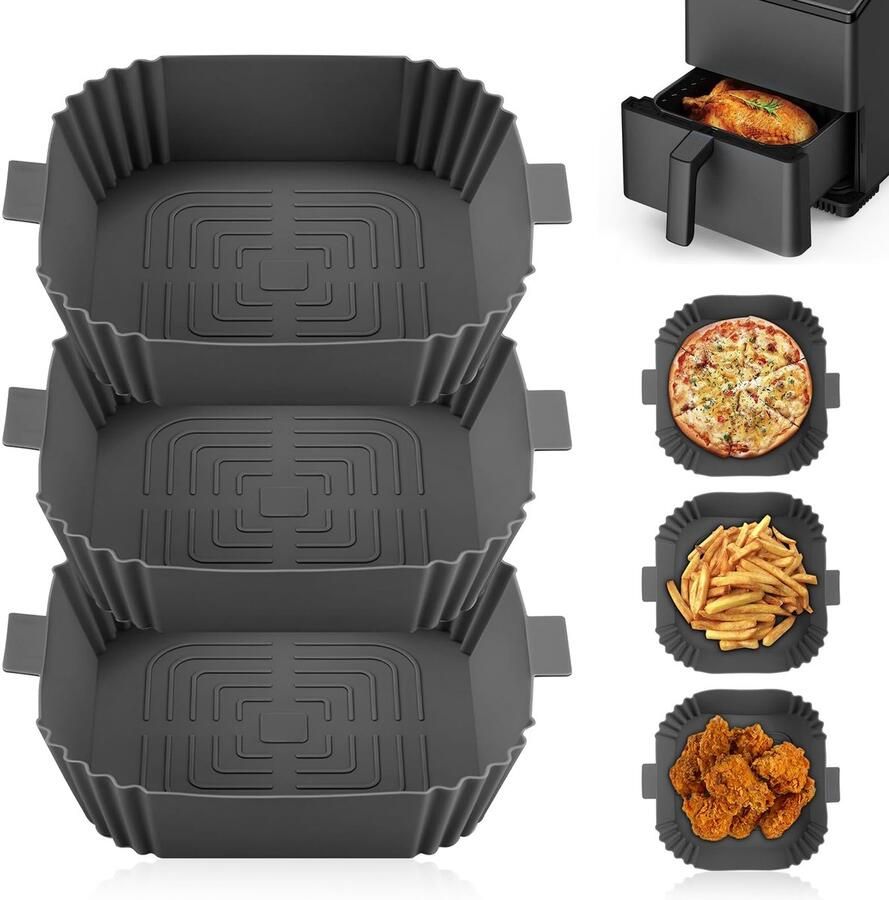 Dailygoods Set van 3 Herbruikbare Siliconen Mallen voor Airfryer en Oven - Foto 1
