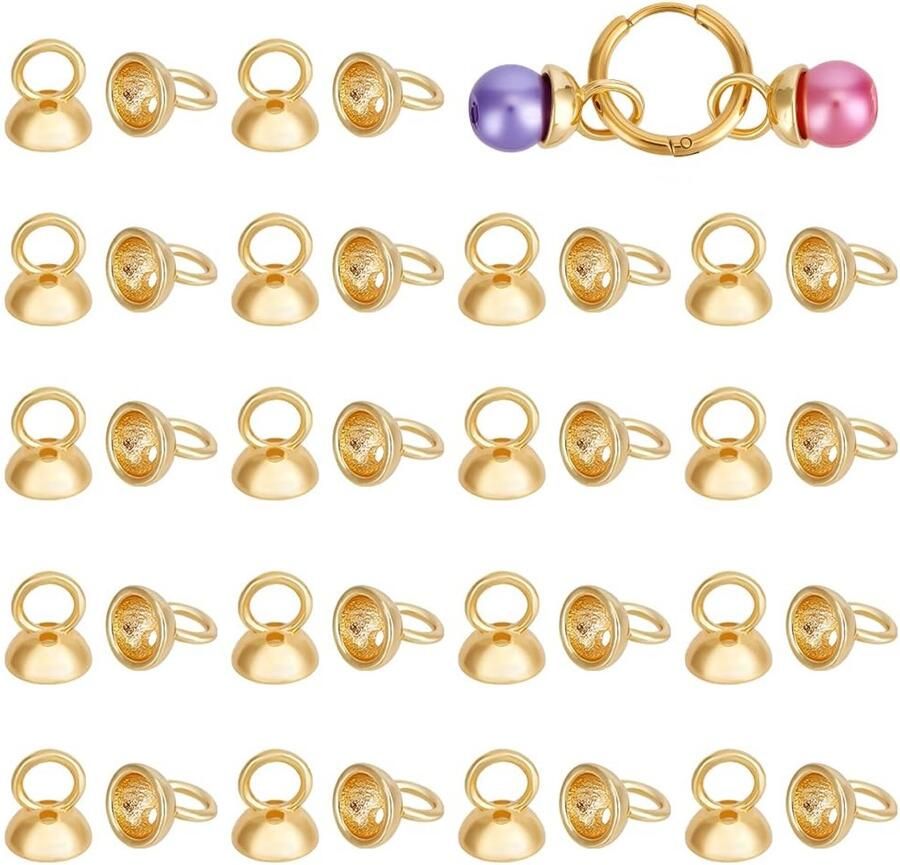 Dailygoods Set van 40 Echte Gouden Krimpkappen voor Sieraden