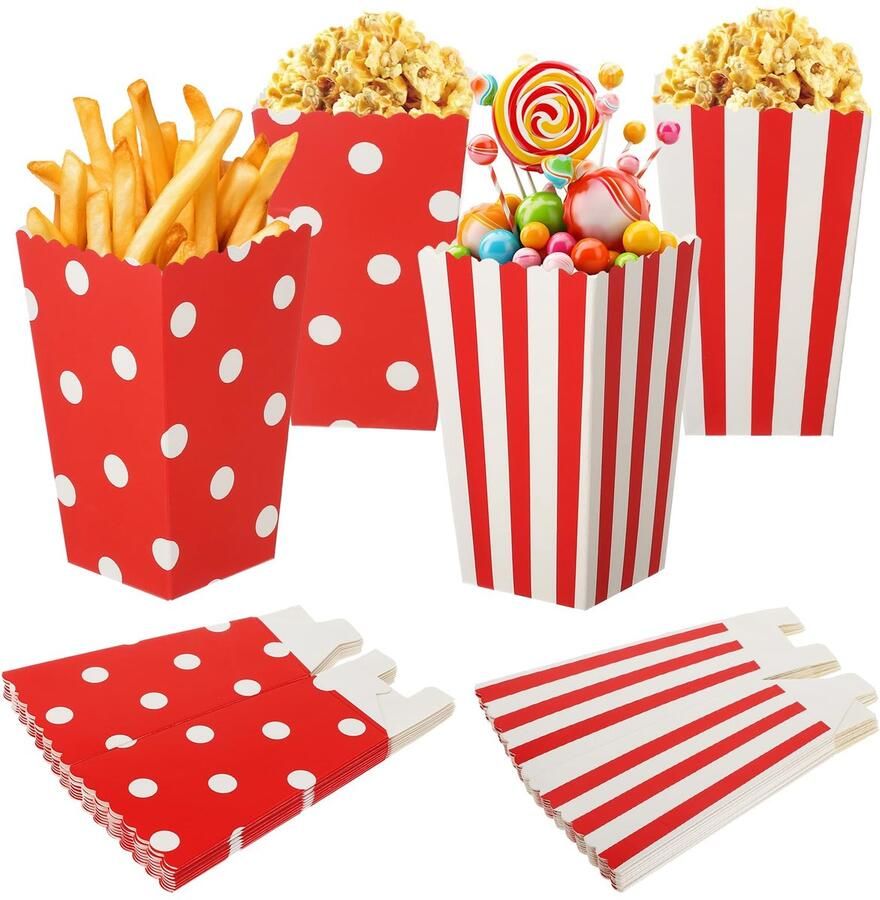 Dailygoods Set van 40 Popcornzakken Mini Popcorn Containers voor Feesten