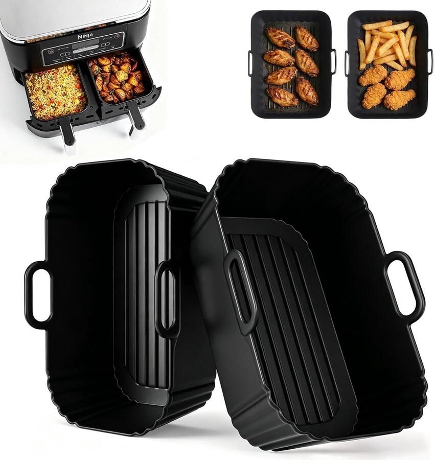 Dailygoods Silicone Air Fryer Liners 2 Stuks voor Dubbele Airfryer - Foto 1