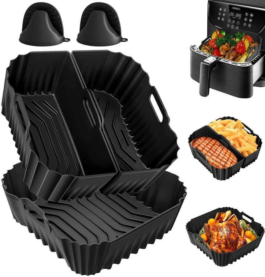 Dailygoods Silicone Air Fryer Mould Set met Ovenwanten 5 Stuks