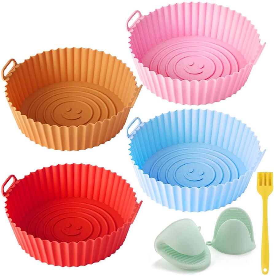 Dailygoods Silicone Mould voor Air Fryer met Ovenwanten en Bakborstel 4-delige Accessoireset