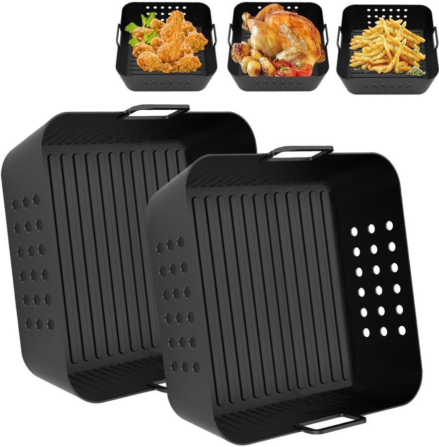 Dailygoods Siliconen Bakvorm voor Heteluchtfriteuse 2 Stuks Herbruikbare Airfryer Accessoires XL