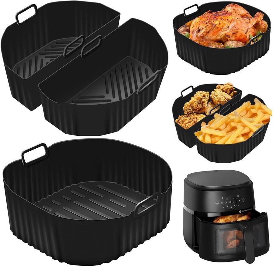 Dailygoods- Siliconen Vorm Set van 3 Airfryer Accessoires Geschikt voor Russell Hobbs XXL Voor Cosori TurboBlaze 5 l 6 0 l Antiaanbaklaag Duurzaam Silicoon Airfryeraccessoires