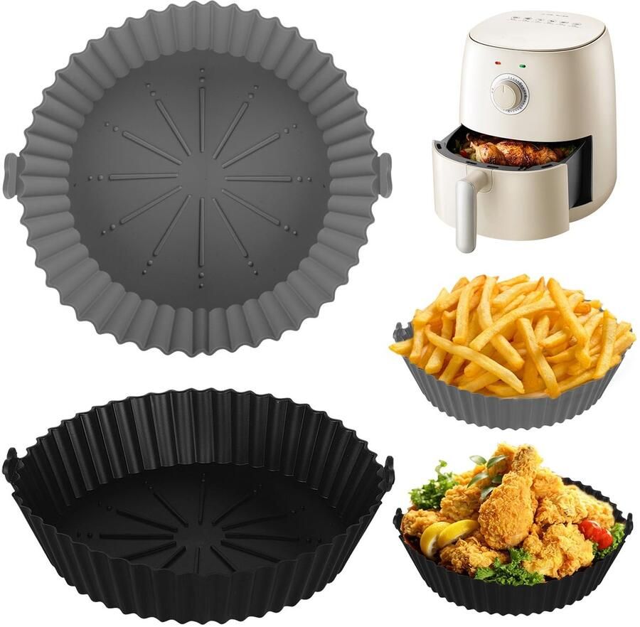 Dailygoods Siliconen vorm voor heteluchtfriteuse airfryer bakpapier 2 stuks herbruikbaar airfryer-bakpapieraccessoires siliconen heteluchtfriteuse papier inzetstuk voor Ninja Cosori Philips Tefal Foodi