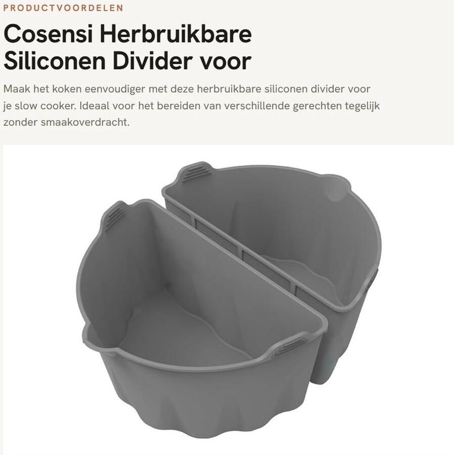 Dailygoods- Slow Cooker Verdeler Herbruikbare Siliconen Divider Geschikt voor Thuis Keuken Afmetingen 21 7 x 14 x 11 cm Schokbestendig Inclusief 1 Paar Slowcooker