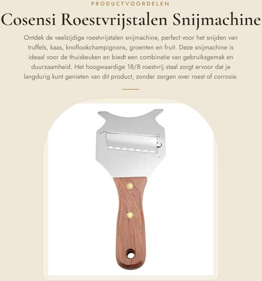 Dailygoods- Snijmachine Roestvrij Staal Verstelbaar Mes Antislip Houten Handvat Duurzaam Lichtgewicht 19 5 x 8 x 1 2 cm Schaaf