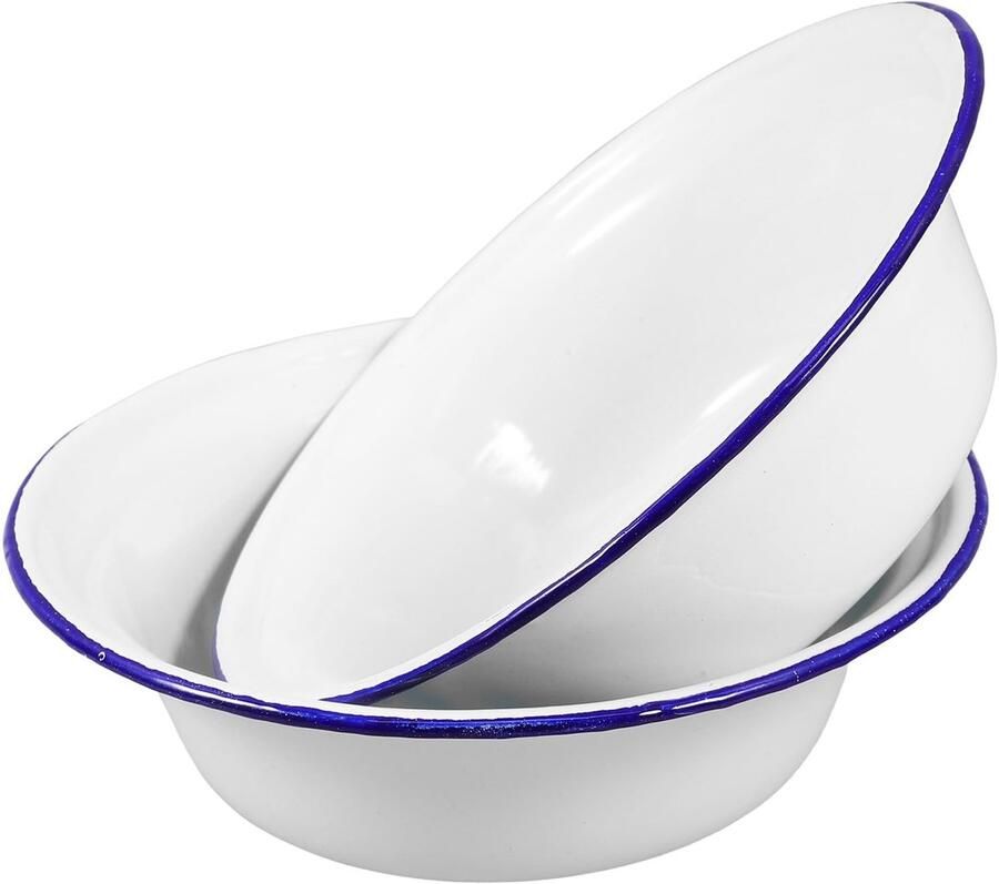 Dailygoods- Soepschalen 2-delig Emaille Makkelijk te reinigen Geschikt voor rijst pasta groenten Duurzaam Ideaal voor familie restaurant Mengkom