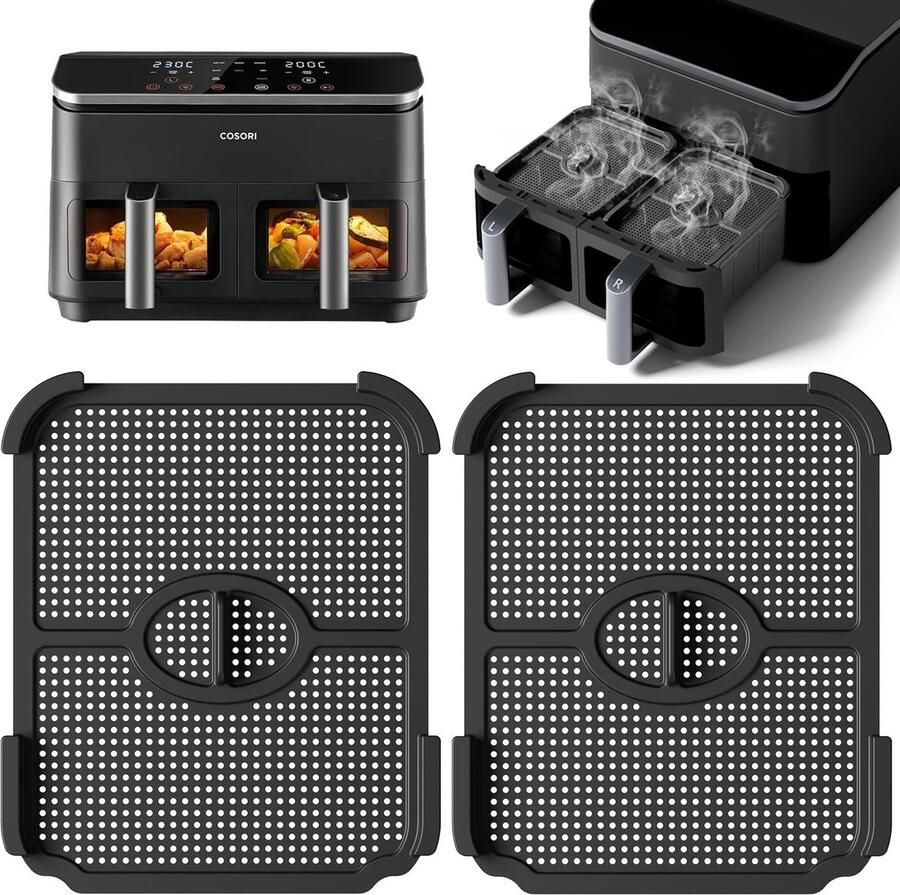 Dailygoods- Splash Guard Silicone Splash Guard Airfryer Accessoires 2 Kamers Geschikt voor Cosori Ninja Vuilbescherming Airfryeraccessoires