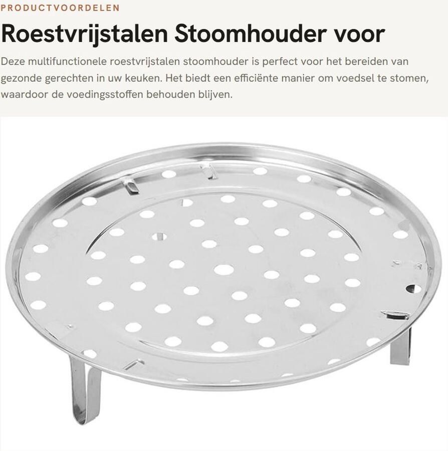 Dailygoods- Stoomhouder Heavy-duty Multifunctioneel Kookgerei Roestvrij Staal Ronde Stoomrekstandaard Grootte S: 20x20x5 cm Verhoogd Ontwerp Kookstomer