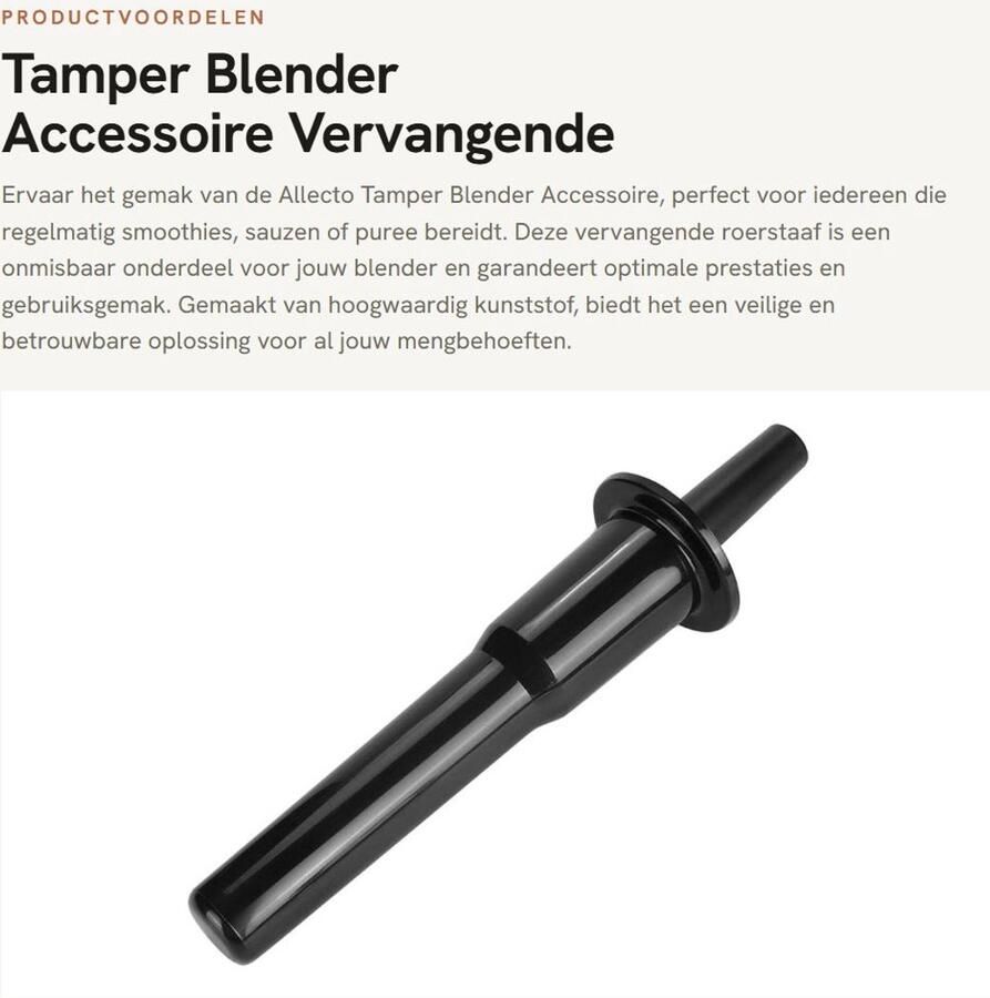 Dailygoods Tamper Blender Accessoire Vervangende Roerstaaf Kunststof Blender Onderdelen Veilig en Betrouwbaar Geschikt voor Puree