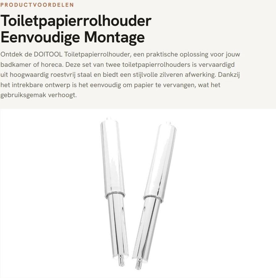 Dailygoods- Toiletpapierrolhouder 2 Stuks Roestvrij Staal