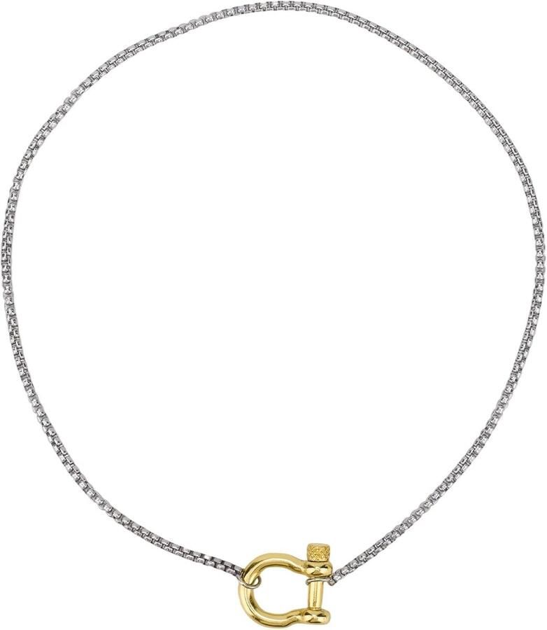 Dailygoods Tweekleurige Karabijnhaakketting 47cm van Roestvrijstaal