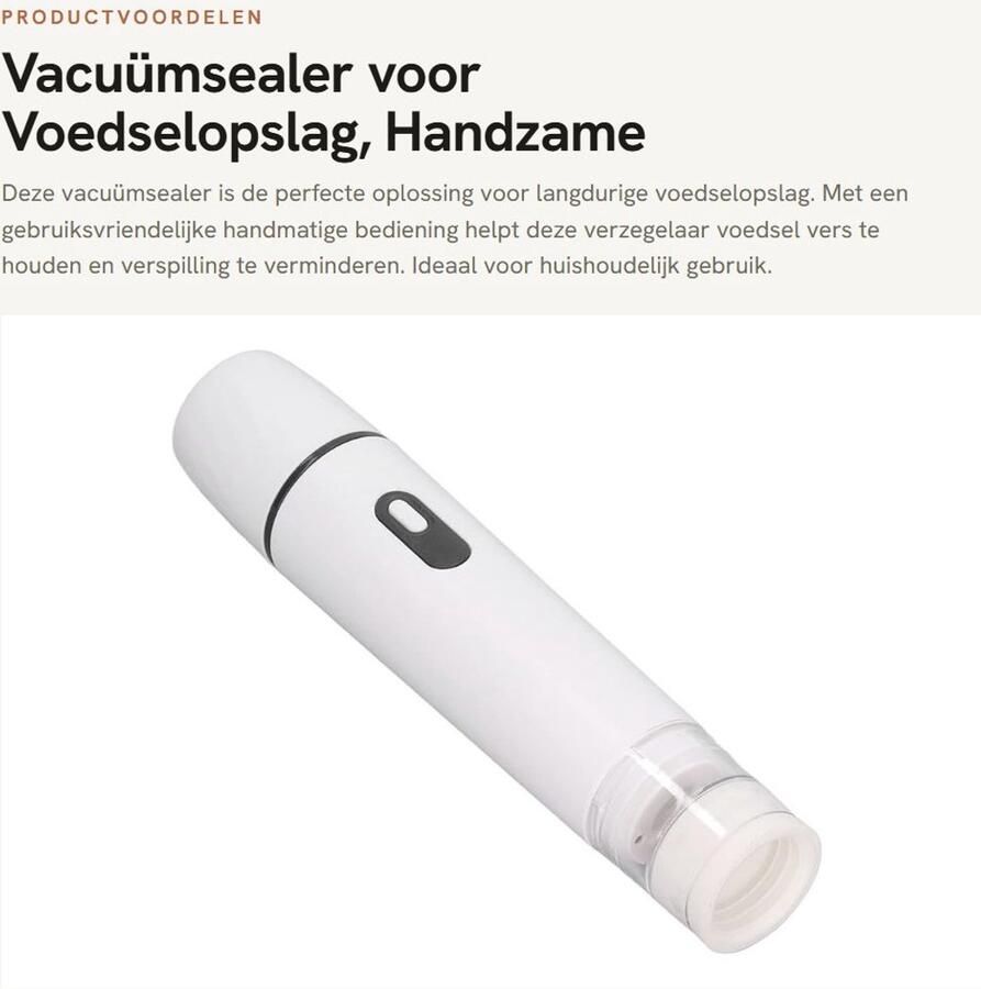 Dailygoods- Vacuümsealer Effectieve Voedselopslag Handzame Verzegelaar Duurzaam Apparaat Langdurige Bewaring Geschikt voor Huishoudelijk Gebruik Wit Voedselverpakking