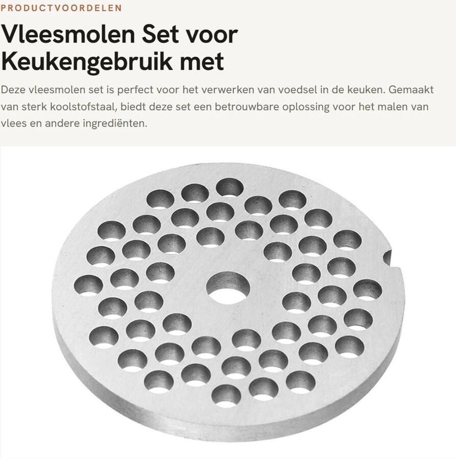 Dailygoods- Vleesmolen Koolstofstaal 5mm Gatdiameter Huishoudelijk Keukenapparaat Veilig en Duurzaam Eenvoudig te Reinigen Gehaktmolen