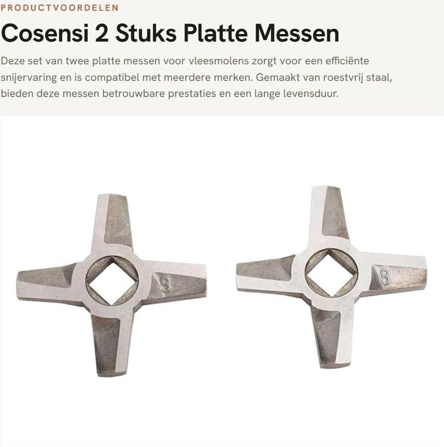 Dailygoods- Vleesmolen Mes 2 Stuks Roestvrij Staal Platte Messen Vervangingsaccessoires Compatibel met Meerdere Merken Betrouwbare Prestaties