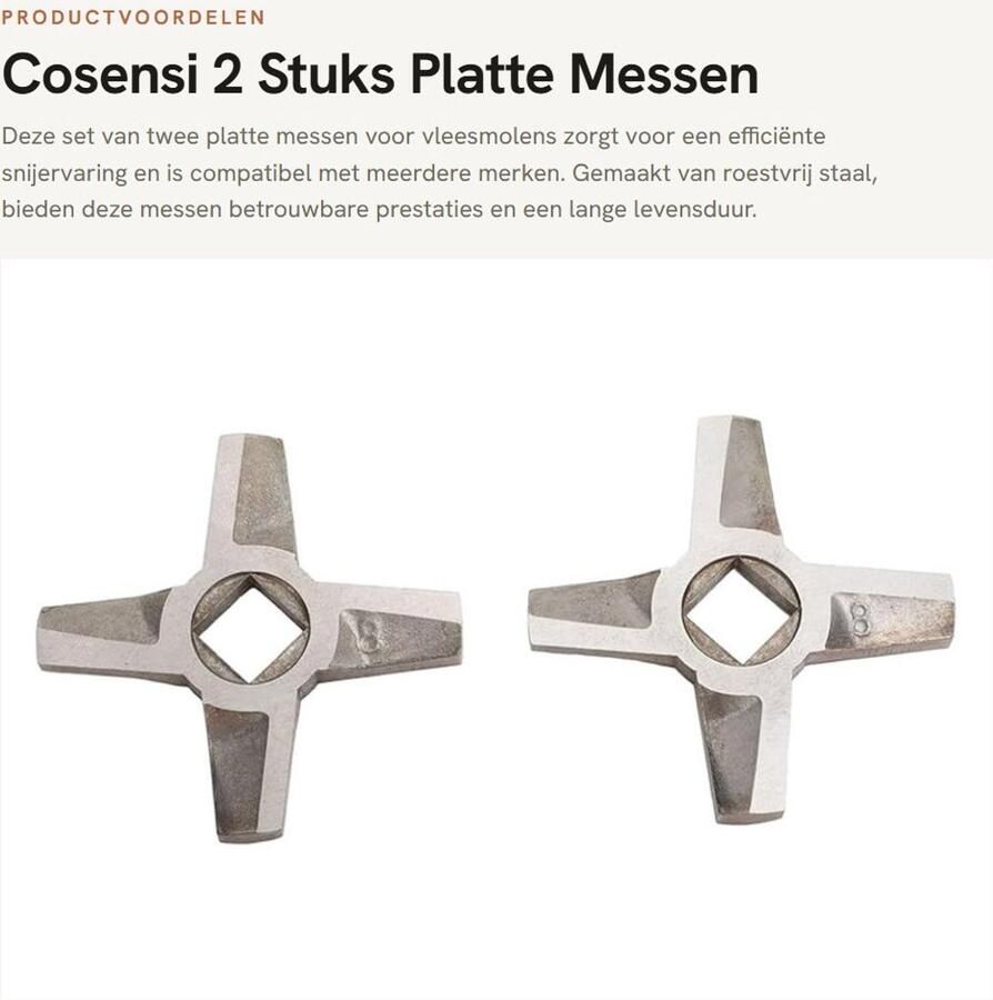 Dailygoods- Vleesmolen Mes 2 Stuks Roestvrij Staal Platte Messen Vervangingsaccessoires Compatibel met Meerdere Merken Betrouwbare Prestaties