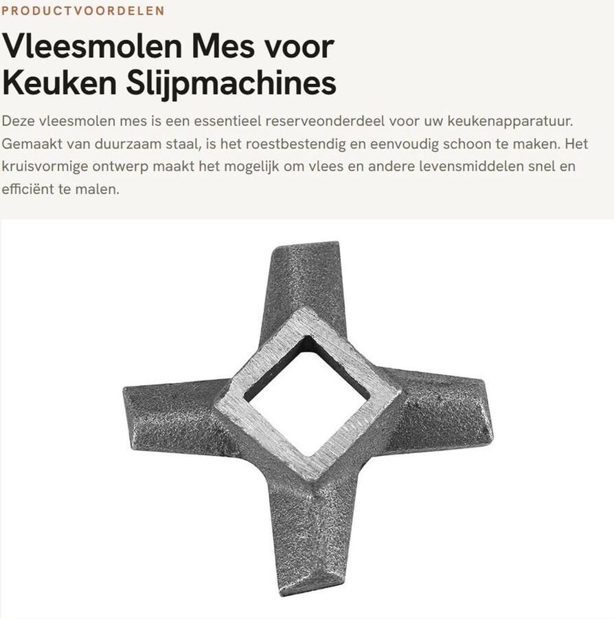Dailygoods- Vleesmolen Mes Duurzaam Reserveonderdeel Slijpmachine Vleesmaler Roestvrij Staal Kruisvormig Ontwerp Vleesmolenblad