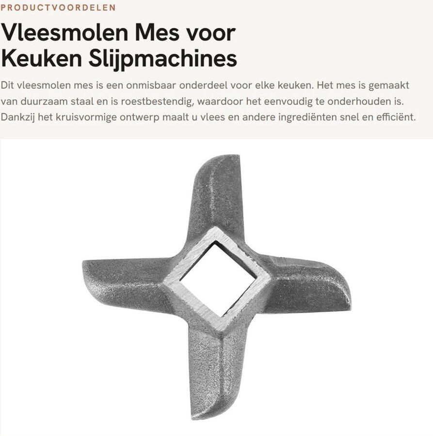 Dailygoods- Vleesmolen Mes Duurzaam Staal Reserveonderdeel Slijpmachine Vleesmaler Vervangmes Kruisvormig Ontwerp Roestbestendig Vleesmolenblad - Foto 2