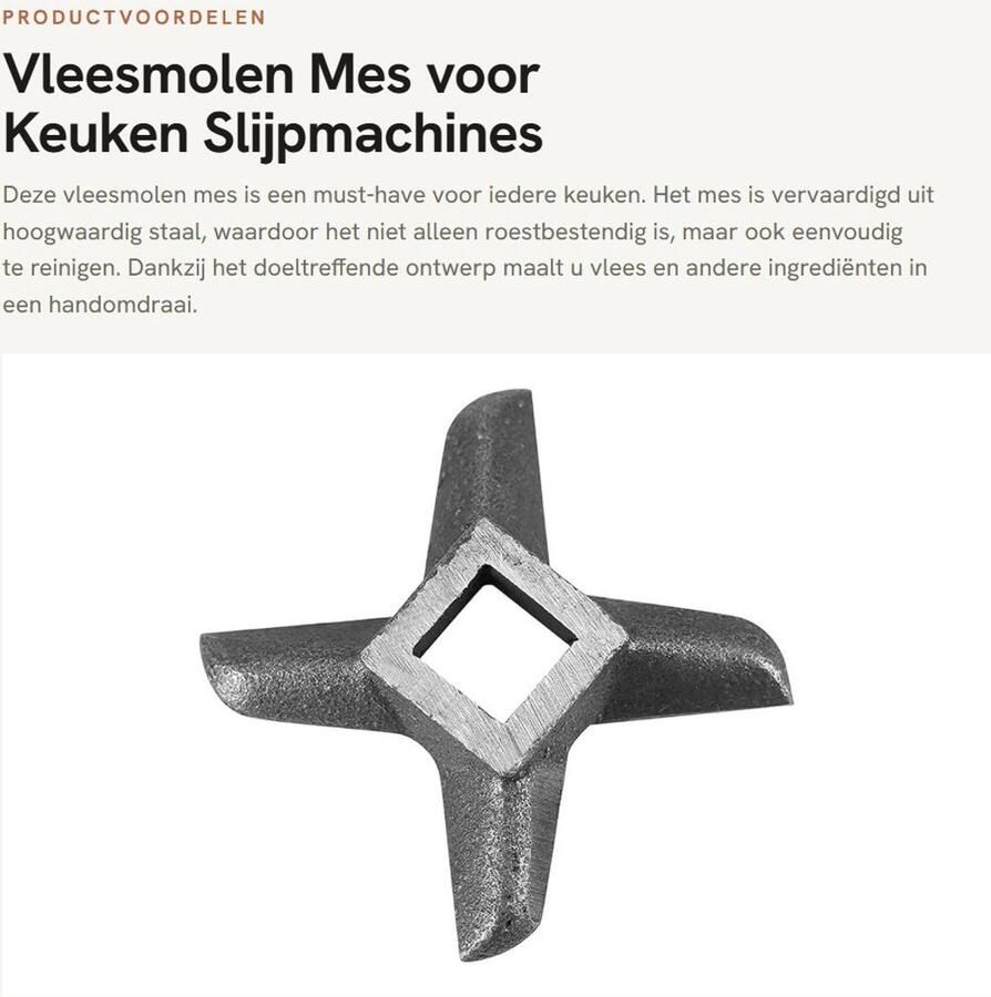 Dailygoods- Vleesmolen Mes Duurzaam Staal Reserveonderdeel Slijpmachine Vleesmolen Cutter Vlees Malen Kruisvormig Ontwerp Vleesmolenblad