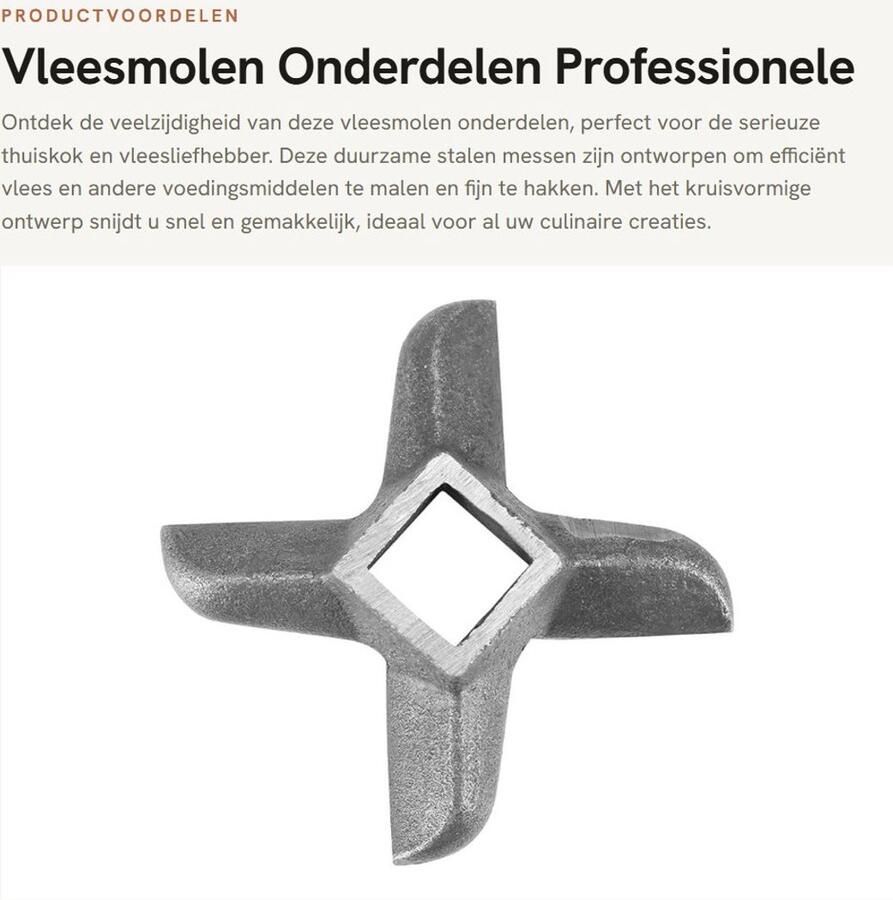 Dailygoods- Vleesmolen Mes Duurzaam Vleesmolen Onderdelen Professioneel Stalen Mes Kruisvormig Ontwerp Vervangingsonderdeel Geschikt voor Zelfgemaakte Worst Vleesmes