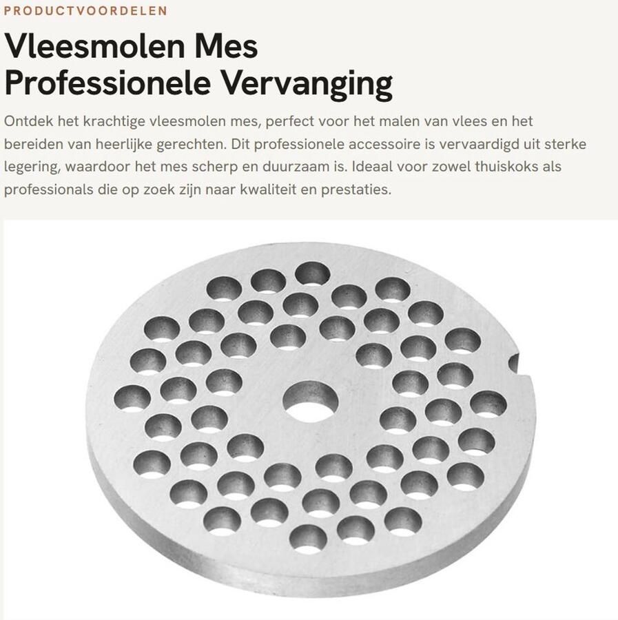 Inovra- Vleesmolen Mes Professionele Vervanging Legering Plaat Schijf Mes met Gaten 5mm Gatdiameter Duurzaam en Veilig Eenvoudig te Reinigen Vleesplaat