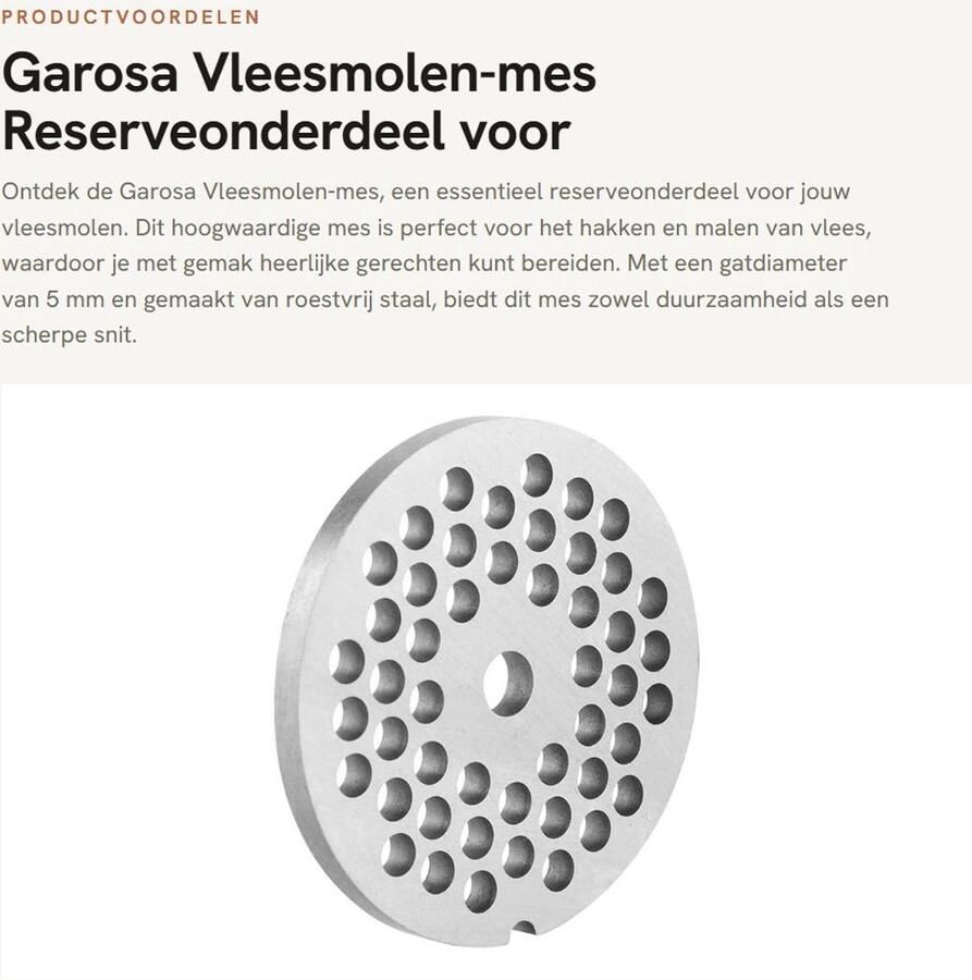 Dailygoods- Vleesmolen-mes roestvrij staal Reserveonderdeel 5 mm gatdiameter 61 5 x 61 5 x 5 mm Veilig en niet giftig Eenvoudig te installeren
