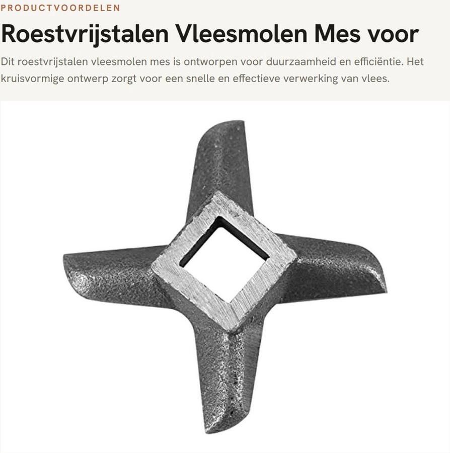 Dailygoods- Vleesmolen Mes Roestvrij staal Vleesmolen Plaat Mes Vervangend Onderdeel Geschikt voor Kunststof Vleesmolens Stevige Constructie Kruisvormig Ontwerp Gehaktmes