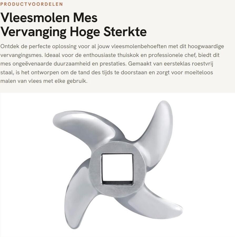 Inovra- Vleesmolen Mes Vervanging RVS Hoge Sterkte Duurzaam Materiaal Geschikt voor Vleesmolen Keuken Tool Eenvoudig te Verwisselen Gehaktmolen Mes