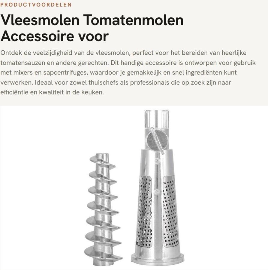 Dailygoods- Vleesmolen met accessoires Tomatenmolen Bevestiging Filterhuls Schroef Voor mixer - Foto 2