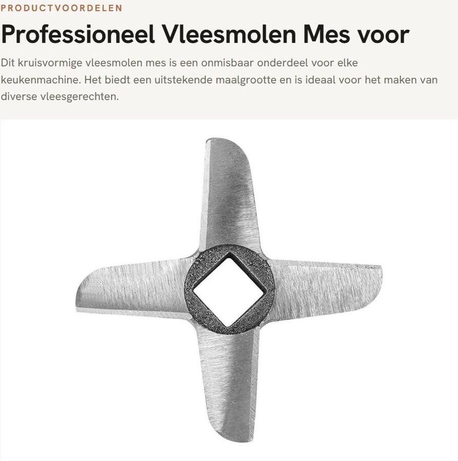 Dailygoods- Vleesmolen Professioneel Kruisvormig Mes Reserveonderdeel Voor Vlees Vermalen Voor Zelfgemaakte Worsten Gloednieuw Staal Snijmes