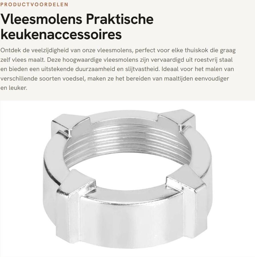 Dailygoods Vleesmolen Moer Roestvrij Staal Solide en Stabiele Vleesmolen Moer 7 8x2 6 Cm Geschikt voor Huishouden Kwaliteit en Duurzaamhei