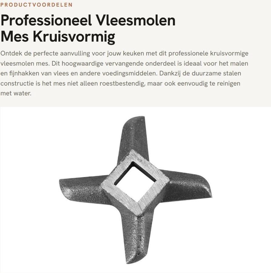 Dailygoods- Vleesmolenmes Professioneel Vervangend Onderdeel Kruisvormig Ontwerp Duurzaam Staal Roestbestendig Geschikt voor Keukenmixers Vleesmes