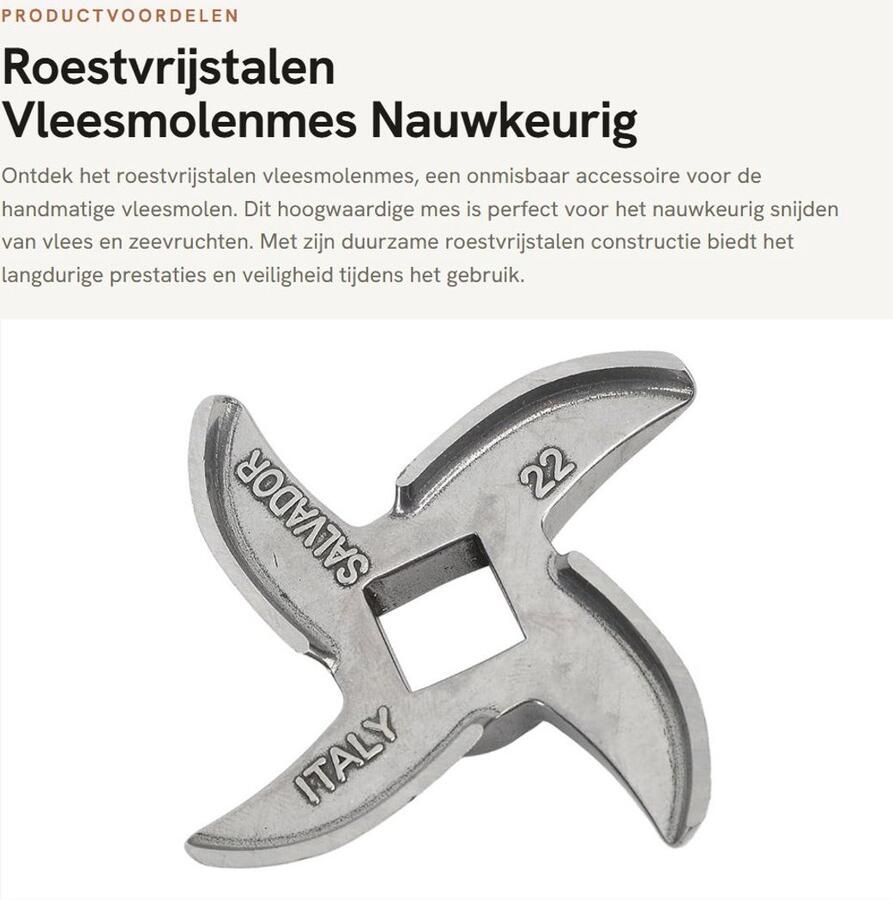 Dailygoods- Vleesmolenmes Roestvrij staal Veilig Betrouwbaar Multifunctioneel Accessoire Eenvoudig te Vervangen Onderhoudsvriendelijk Lichtgewicht 70 g Vleesmolen