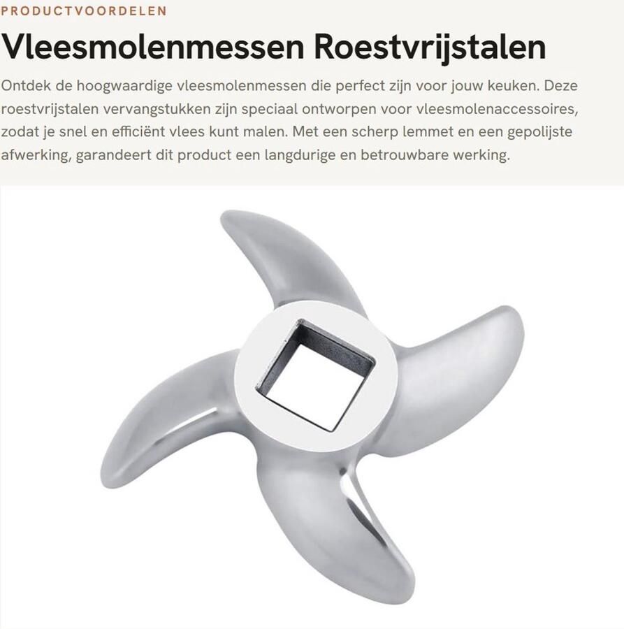 Dailygoods- Vleesmolenmessen Roestvrij Staal Vervangstukken Accessoires Keuken Scherp Duurzaam en Robuust Vleesmolen