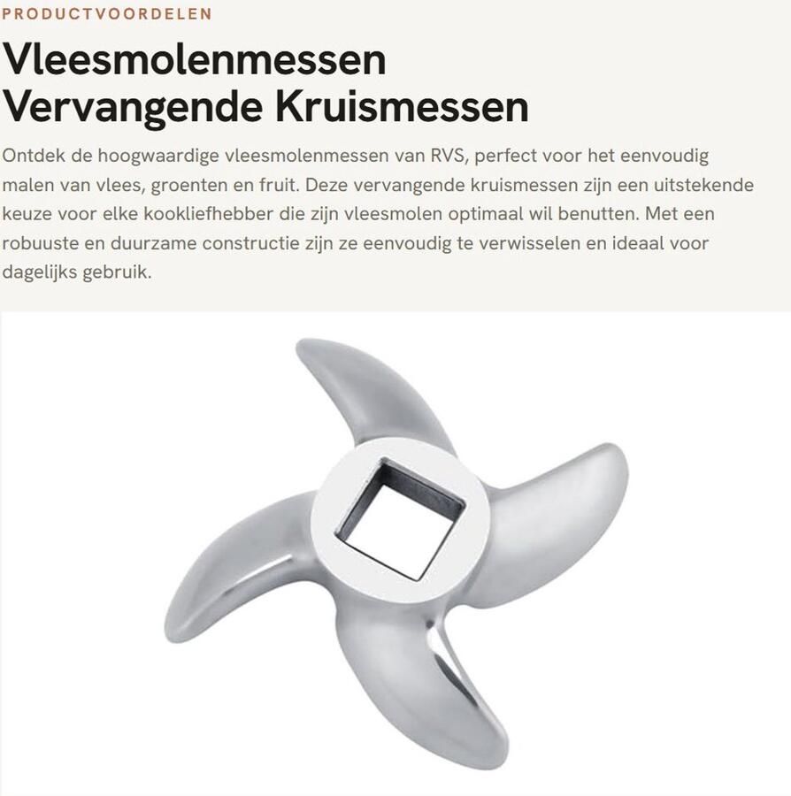 Dailygoods- Vleesmolenmessen RVS Vervangende Kruismessen Duurzaam Lemmet Geschikt voor Vleesmolen Eenvoudig te Verwisselen Hoogwaardige Kwaliteit Vleesmaler