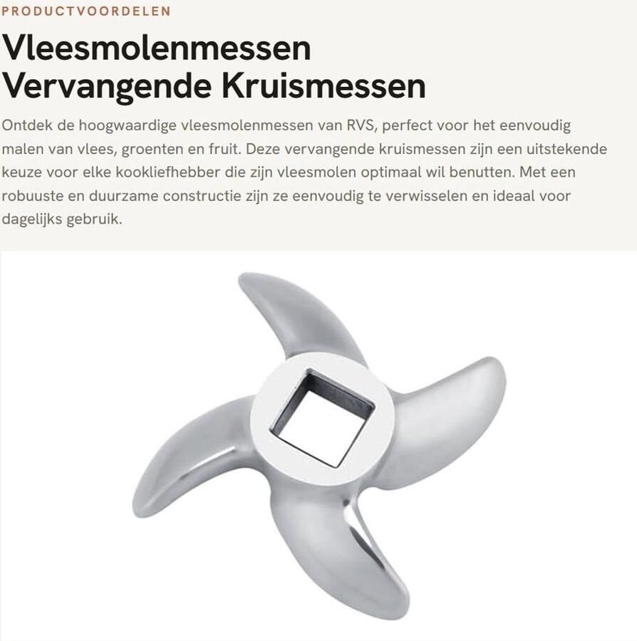 Dailygoods- Vleesmolenmessen RVS Vervangende Kruismessen Duurzaam Lemmet Geschikt voor Vleesmolen Eenvoudig te Verwisselen Hoogwaardige Kwaliteit Vleesmaler