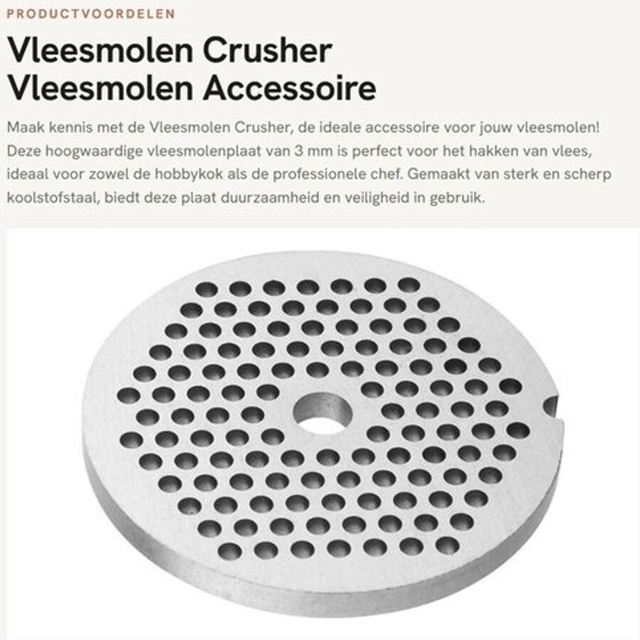 Dailygoods- Vleesmolenplaat 3mm Vleesmolen Accessoire Hakmolen Koolstofstaal