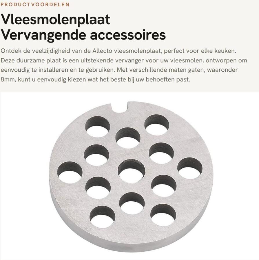 Dailygoods- Vleesmolenplaat Roestvrij Staal Vervangend Accessoire Geschikt voor Vleesmolen Voedselveilig Materiaal Maten Sterk en Scherp Gehaktmolen