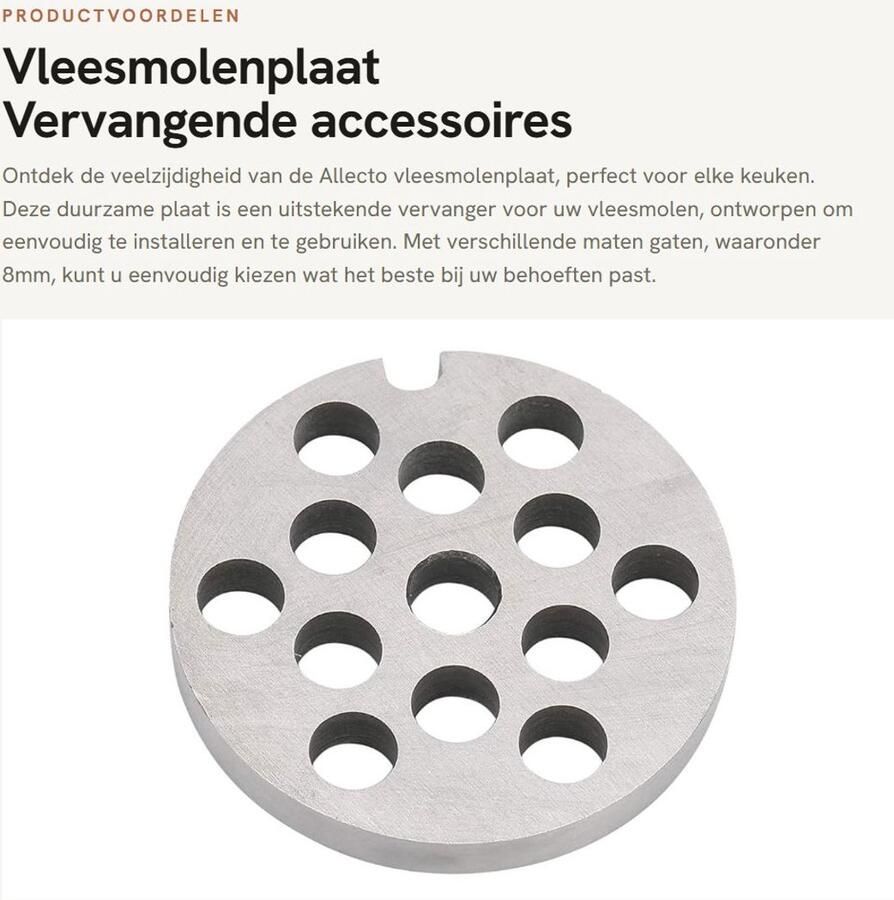 Dailygoods- Vleesmolenplaat Roestvrij Staal Vervangend Accessoire Geschikt voor Vleesmolen Voedselveilig Materiaal Maten Sterk en Scherp Gehaktmolen