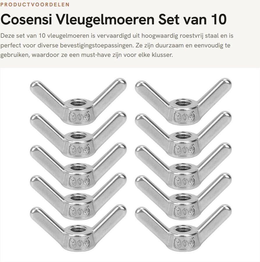 Dailygoods- Vleugelmoeren 10 stuks Roestvrij Stalen Moeren Bevestigingsaccessoire Draad Binnendiameter 8 mm Schroefafstand 1 25 mm Duurzaam en Corrosiebestendig