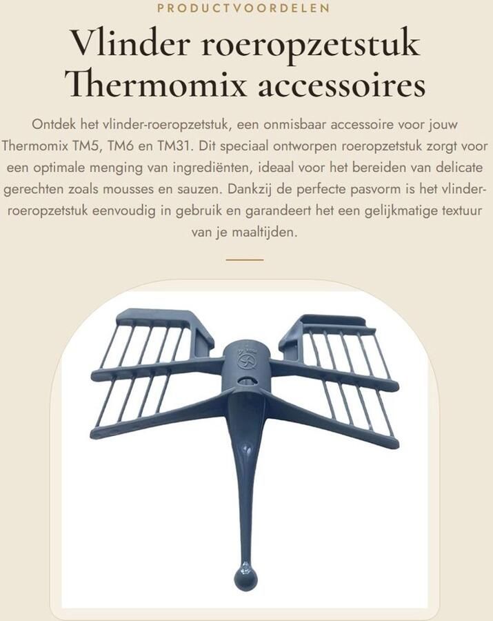 Dailygoods- Vlinder Roeropzetstuk Thermomix TM5 TM6 TM31 Keukenmachine Onderdelen Voedselveilig ABS Duurzaam en Efficiënt Roeraccessoire