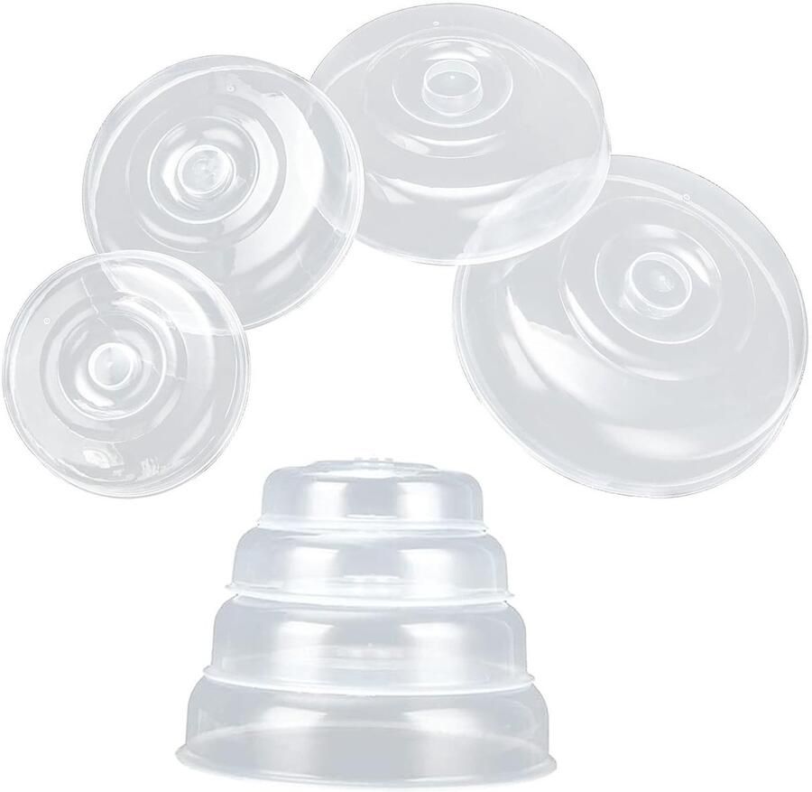 Dailygoods- Voedselafdekkingen Set van 8 Kunststof Plaatafdekkingen Hittebestendig Stoomventilatiegat Maten 14 17 20 23 cm Transparant PP-plastic Magnetronhoezen