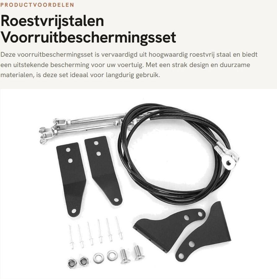 Dailygoods- Voorruitbeschermingsset Roestvrij Staal Auto Accessoire Kwaliteits Kostenefficiënt Geschikt voor TJ 07-18 Professioneel Team Ruitbescherming