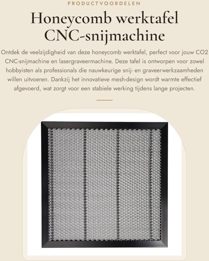Dailygoods- Werktafel Aluminium 400 x 400 mm Mesh-Design CNC Lasergraveerplatform Roestvrij en Duurzaam Hoge Vlakheid en Stabiliteit Laserbed