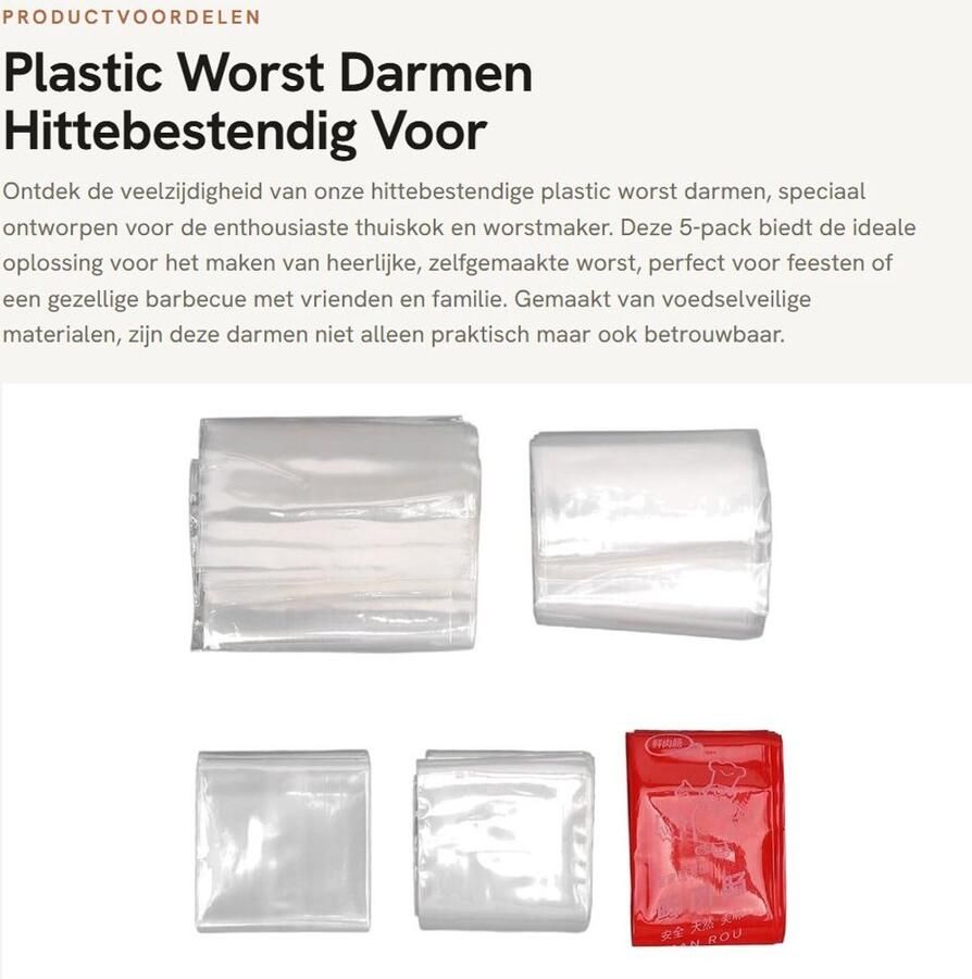 Dailygoods- Worstdarmen 5 Packs Hittebestendig Voedselveilig Oneetbaar Huishoudelijk Gebruik Worst Maken Worstomhulsels