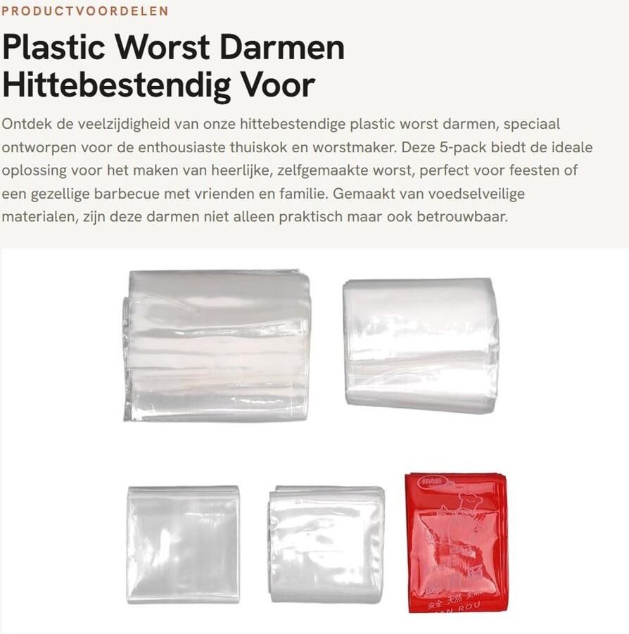 Dailygoods- Worstdarmen 5 Packs Hittebestendig Voedselveilig Oneetbaar Huishoudelijk Gebruik Worst Maken Worstomhulsels