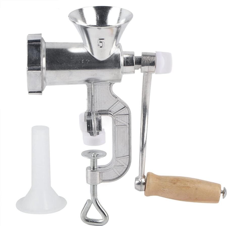 Dailygoody Aluminium Vleesmolen Handmatige Worstmaker Duurzaam en Ergonomisch Zilver Voor Fijnhakken Keuken Tool voor Vleesliefhebber