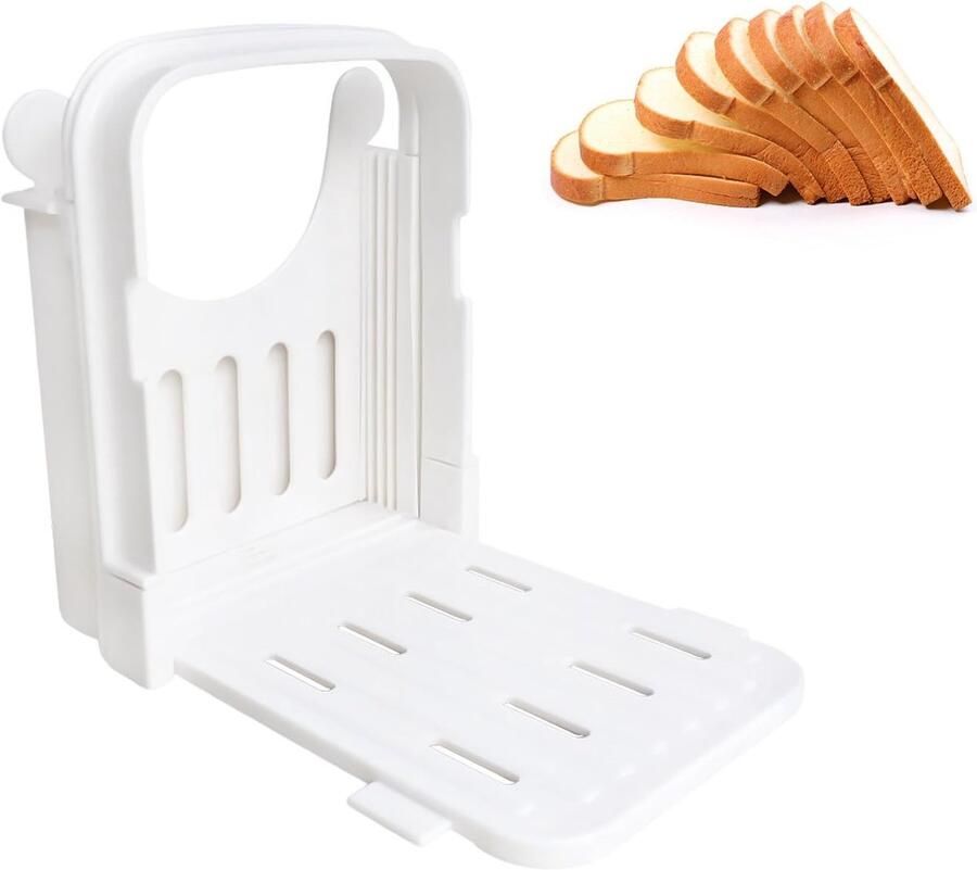Dailygoody Broodsnijmachine Handmatig broodsnijgereedschap Compact en opvouwbaar Wit Voor zelfgemaakt brood Ideale keukenhulp