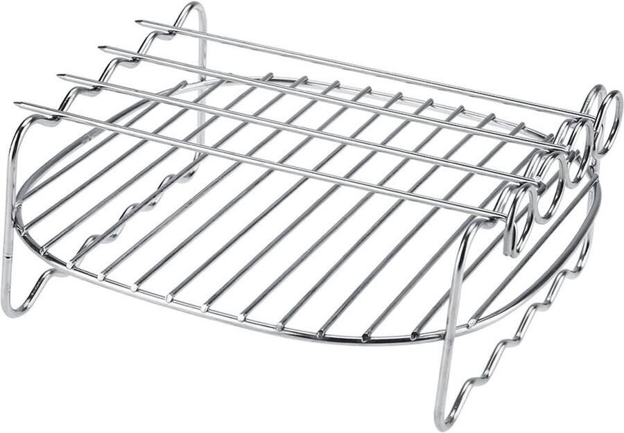 Dailygoody OmGoods Dailygoody Air Fryer Accessoires Dubbellaags Spiesjes Bakplaat Zwart Vervanging Rack Geschikt voor Air Fryers Model hn7rapxw26